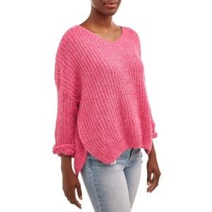 DREAMERS Pink Oversized Fuzzy Sweater